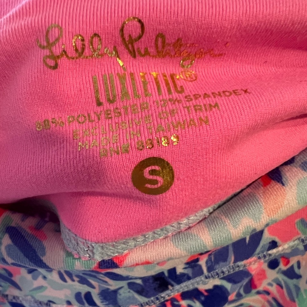 Lilly Pulitzer Pink, Blue & Mint Floral-Print Cropped Leggings - Picture 3 of 3